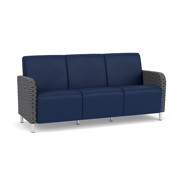 Lesro Siena 3 Seat Tandem Seating No Center Arms, Brushed Steel, MD Ink Back, MD Ink Seat, RS Echo Panels SN3101 - main